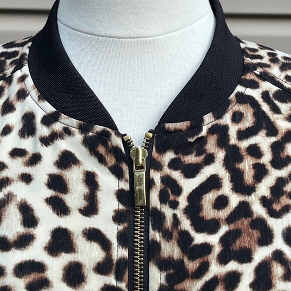 Susan Graver Womens Leopard Cheetah Animal Print Bomber Jacket Size Large - Picture 5 of 9